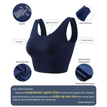 COMFY BRA Women's Light Support Seamless Sport Bra Wireless Yoga Bralette Top S