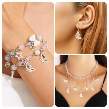 Beadthoven 24pcs Rhinestone Butterfly Charms Alloy Enamel Butterfly Pendants Cubic Zirconia Crystal Cute Animal Butterfly Dangle Charms for Jewelry Making Bracelets Necklace Earrings DIY Crafts