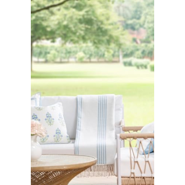 Coastal Decorative Throw Blanket - Baby Blue Stripes