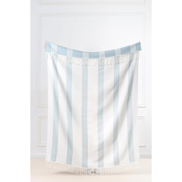 Coastal Decorative Throw Blanket - Baby Blue Stripes
