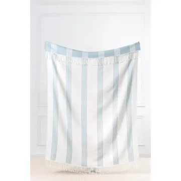 Coastal Decorative Throw Blanket - Baby Blue Stripes