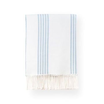 Coastal Decorative Throw Blanket - Baby Blue Stripes