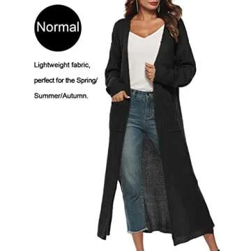 Kistore Womens Casual Winter Long Sleeve Split Hem Open Front Cardigan Long Maxi Cardigan Sweaters D...