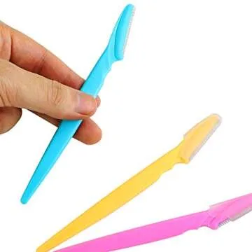 butterfunny 60 Pieces Eyebrow Razor, Multipurpose Exfoliating Dermaplaning Tool For Women and Man With Precision Cover, 3 Colors