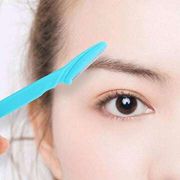 butterfunny 60 Pieces Eyebrow Razor, Multipurpose Exfoliating Dermaplaning Tool For Women and Man With Precision Cover, 3 Colors