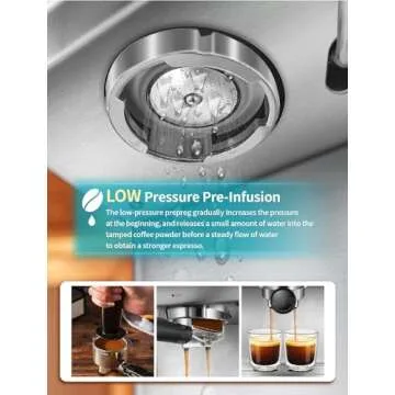 Espresso Machines 15 Bar with Adjustable Milk Frother Wand Expresso Coffee Machine for Cappuccino, Latte, Mocha, Machiato, 1.5L Removable Water Tank, Double Temperature Control System, 1100W, Black