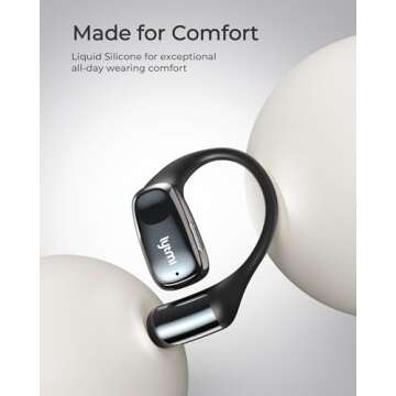 Lytmi CozyFit Open Ear Headphones, 0.23oz Ultra-Light Comfortable Wireless Earbuds, 0.6mm Thinnest Earhooks, Bluetooth 5.4, Clear Audio, 30 HRS Playtime, IPX5 Waterproof Earphones with Mic (Black)