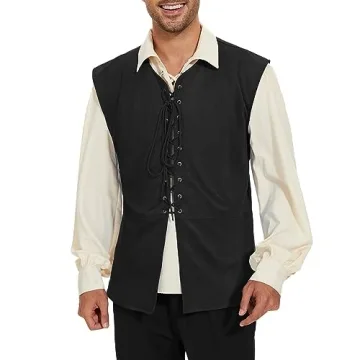 Zando Mens Pirate Vest - Perfect for Halloween and Renaissance Events