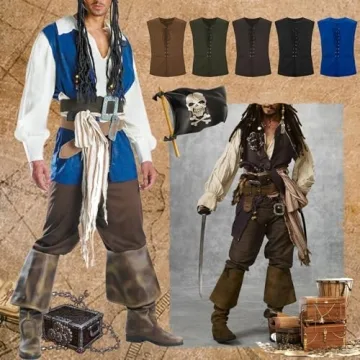 Zando Men's Pirate Vest for Costume Parties and More