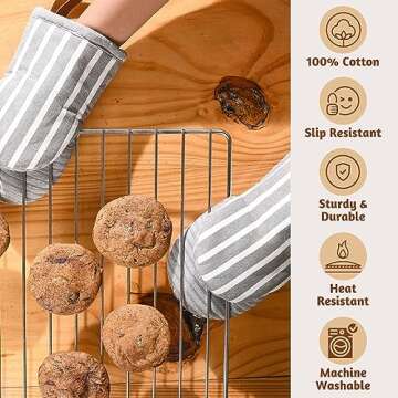 Folkulture Mini Oven Mitts Heat Resistant 5.75" x9", Set of 2 Short Oven Mitts With Hanging Loop, 100% Cotton Oven Gloves or Kitchen Mittens, Small Oven Mitt Set or Silicone Oven Mit | Valentine Gifts