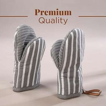 Folkulture Mini Oven Mitts Heat Resistant 5.75" x9", Set of 2 Short Oven Mitts With Hanging Loop, 100% Cotton Oven Gloves or Kitchen Mittens, Small Oven Mitt Set or Silicone Oven Mit | Valentine Gifts