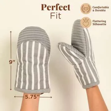 Folkulture Mini Oven Mitts Heat Resistant 5.75" x9", Set of 2 Short Oven Mitts With Hanging Loop, 100% Cotton Oven Gloves or Kitchen Mittens, Small Oven Mitt Set or Silicone Oven Mit | Valentine Gifts