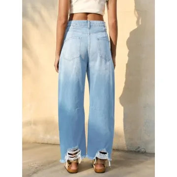 Cicy Bell Women's Baggy Barrel Jeans - Flattering Denim Style
