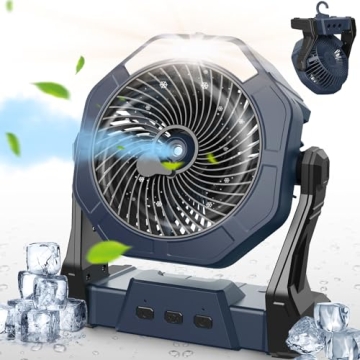 Ausic Camping Fan with Misting Function & Light - Portable