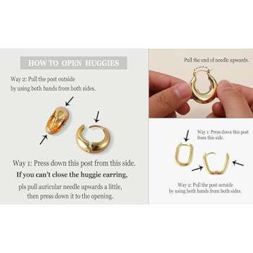 BERISO Gold/Silver Hoop Earrings For Women,14K Gold Plated Paperclip Link Chain Earrings Chunky Gold Hoop Dangle Earrings