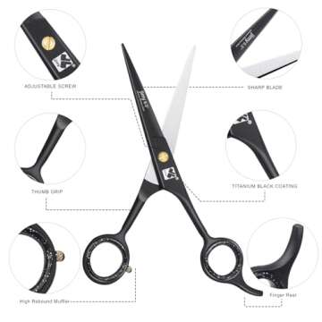 Jimy Professional Hair Cutting Shears 6.5'' Stainless Steel Sharp - Smooth Razor Edge Series Shears for Hair Cutting, Hair Cut Scissor for Women & Men and Salon (Barber Scissors)