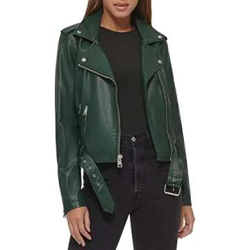 Levi's Women's Belted Faux Leather Moto Jacket (Regular & Plus Size), Pine Grove, 1X