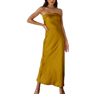 Realtix Backless Tube Tops Maxi Dress for Women Low Back Hollow Out Elegant Strapless Long Dresses W...