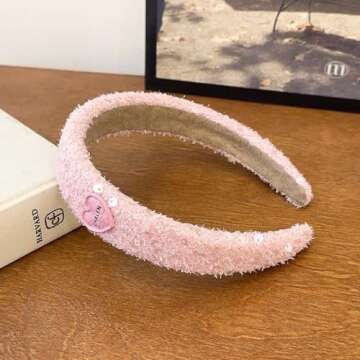 Sluxa Pink series headbands for women, Fashion cute sweat hairbands, Stretchy headbands for teen gir...