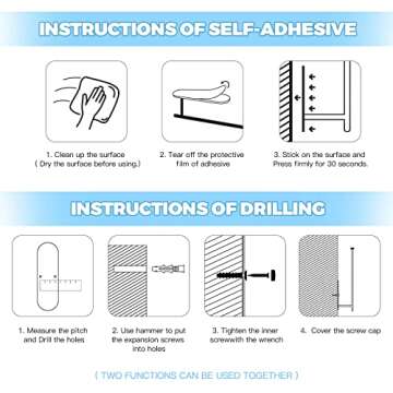 Adhesive Black Paper Towel Holder Under Cabinet, SUS304 Stainless Steel Wall Mount Paper Towel Holder for Kitchen, Countertop, Cabinet, Bathroom