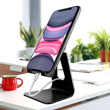 CreaDream Adjustable Cell Phone Stand - Aluminum Holder for All Devices