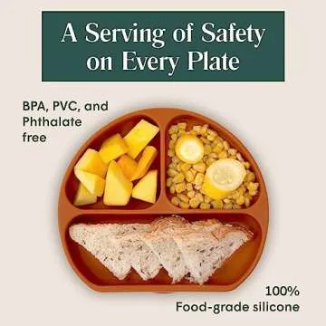 Simka Rose Baby Suction Plates for Baby & Toddler Plates Silicone Plate Baby Baby Dishes- BPA Free Silicone Divided Design Microwave & Dishwasher Safe - Baby Led Weaning Supplies Utensils (Pack of 1)