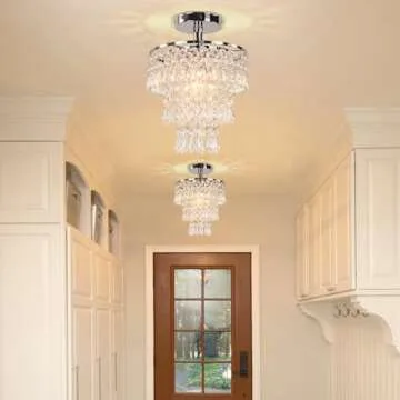FRIXCHUR Small Crystal Chandelier - Stunning Raindrop Design
