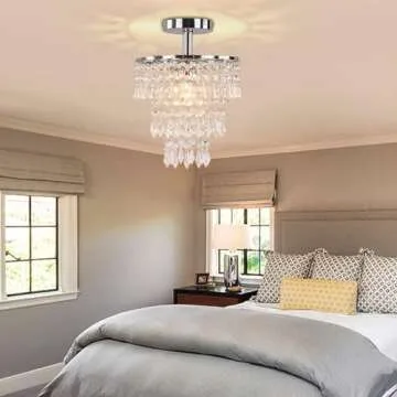 FRIXCHUR Small Crystal Chandelier - Stunning Raindrop Design