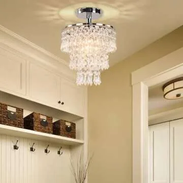 FRIXCHUR Small Crystal Chandelier - Stunning Raindrop Design