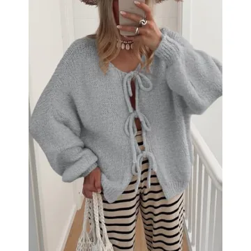 Stylish PRETTYGARDEN Women's Tie Front Bow Cardigan