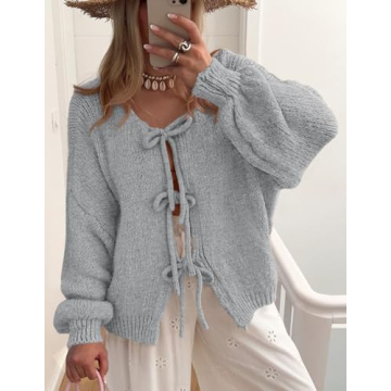 Stylish PRETTYGARDEN Women's Tie Front Bow Cardigan