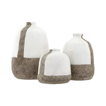 Creative Co-Op White & Grey Terracotta Vases - Modern Elegance for Any Decor