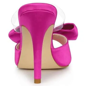 Allegra K Women's Bow Sandal Stiletto Heels Mules Hot Pink Heel Sandals 9 M US