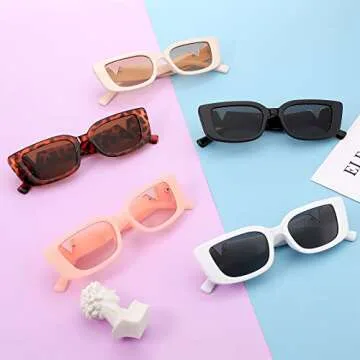 Trendy FEISEDY Small Rectangle Sunglasses for All