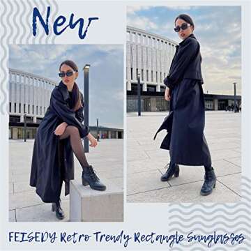 Trendy FEISEDY Small Rectangle Sunglasses for All