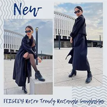 Trendy FEISEDY Small Rectangle Sunglasses for All