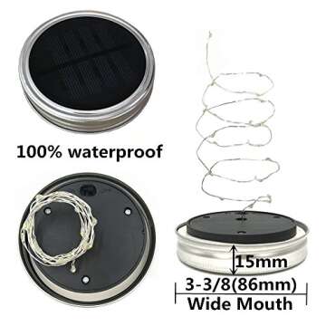 CHBKT Solar Mason Jar Lights 6-Pack for Outdoor Use