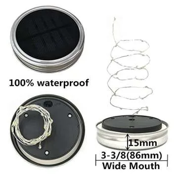 CHBKT Solar Mason Jar Lights 6-Pack for Outdoor Use