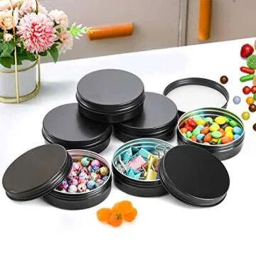 Foraineam 24 Pack 4 oz Screw Lid Round Tins Aluminum Empty Tins Metal Storage Tin Jars Spice Contain...