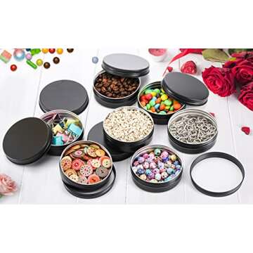 Foraineam 24 Pack 4 oz Screw Lid Round Tins Aluminum Empty Tins Metal Storage Tin Jars Spice Containers Travel Tin Cans