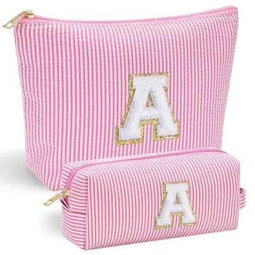 YOOLIFE Personalized Teen Girl Gifts Initial Cute Cosmetic Makeup Bag