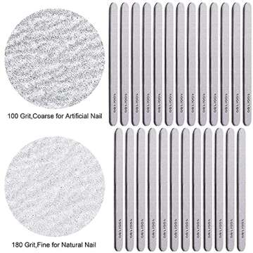 BallHull Nail File 100/180 Grit Fingernail Files Emery Boards for Nail DIY Acrylic Nails & False Nails & Natural Nails, 50 Pcs