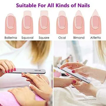 BallHull Nail File 100/180 Grit Fingernail Files Emery Boards for Nail DIY Acrylic Nails & False Nails & Natural Nails, 50 Pcs