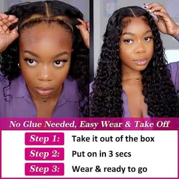 Hermosa HD Transparent Ready to Wear Glueless Wig Human Hair Pre Cut 180 Density 4x4 Deep Wave Gluel...