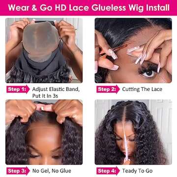 Hermosa HD Transparent Ready to Wear Glueless Wig Human Hair Pre Cut 180 Density 4x4 Deep Wave Glueless Lace Front Human Hair Wigs Pre Plucked with Baby Hair for Women 22 inch