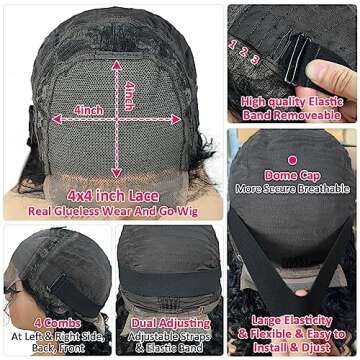 Hermosa HD Transparent Ready to Wear Glueless Wig Human Hair Pre Cut 180 Density 4x4 Deep Wave Glueless Lace Front Human Hair Wigs Pre Plucked with Baby Hair for Women 22 inch