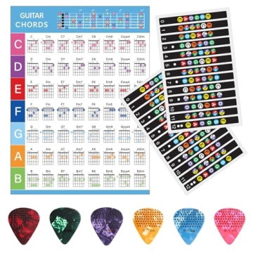Fretboard Stickers & Chord Chart for Guitar Learners