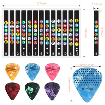Fretboard Stickers & Chord Chart for Guitar Learners