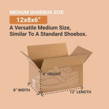 AVIDITI 12 x 8 x 6 Corrugated Cardboard Boxes, Small 12"L x 8"W x 6"H, Pack of 25 | Shipping, Packaging, Moving, Storage Box for Home or Business, Strong Wholesale Bulk Boxes