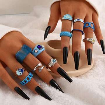 FAXHION 27 Pcs Gold Knuckle Rings Set for Women, Vintage Stackable Boho Snake Finger Rings, Midi Hollow Rings Pack (B-Silver Y2K)